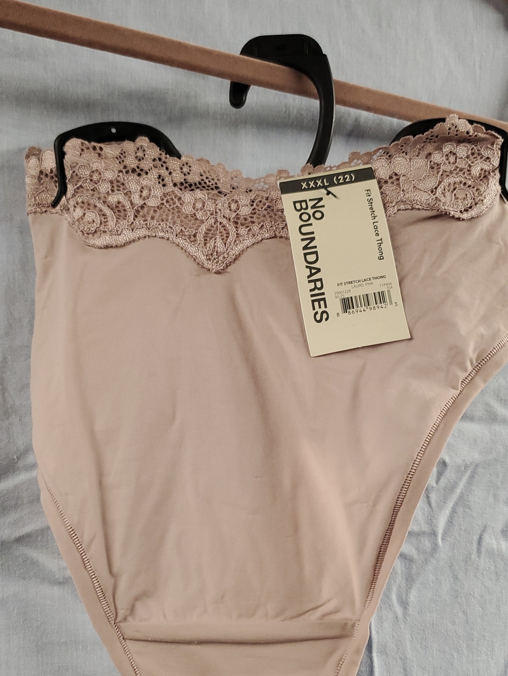 No Boundaries Lace-Trim Thong Panty - Mauve Blush